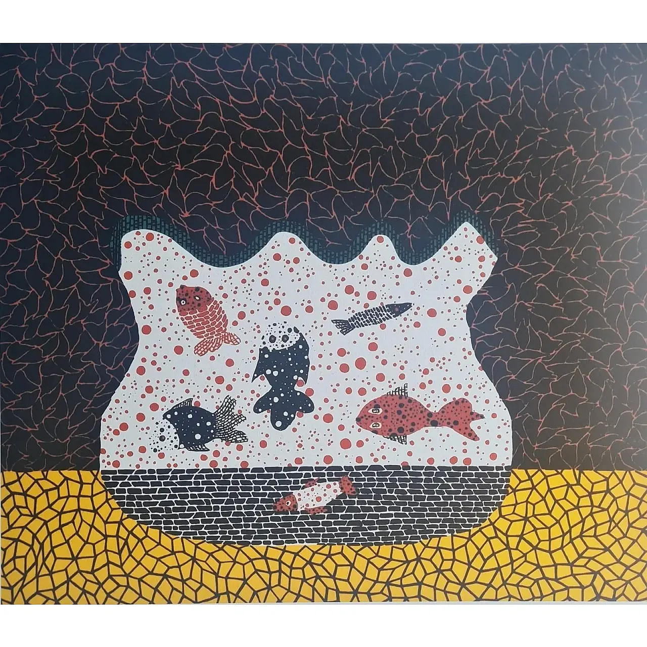 Yayoi Kusama, Pesce rosso, litografia, anni '90 2