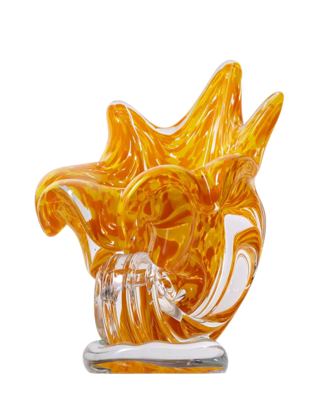 Vaso in vetro arancione a forma di mano, anni '70 4