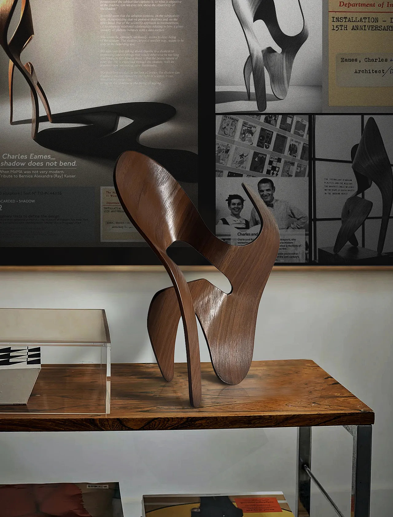 Walnut plywood sculpture by Mrs. Charles Eames, 2000s 20