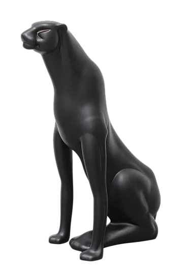 Statua di pantera nera in resina, fine '900