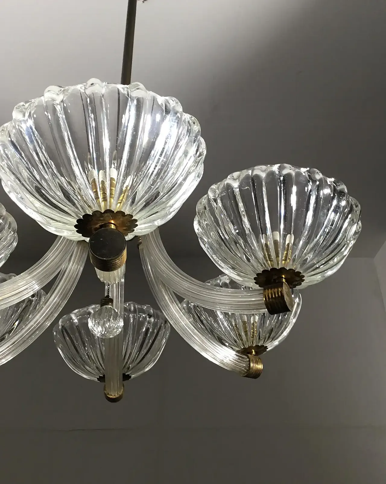Lampada a sospensione a sei braccia di Barovier & Toso, anni '50 6
