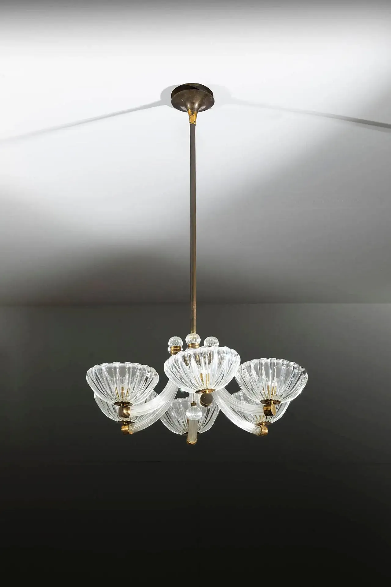 Lampada a sospensione a sei braccia di Barovier & Toso, anni '50 7