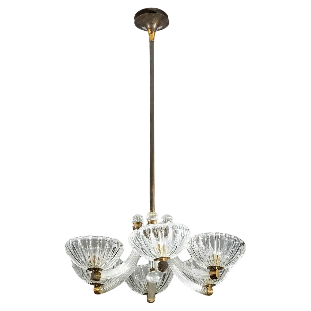 Lampada a sospensione a sei braccia di Barovier & Toso, anni '50 8