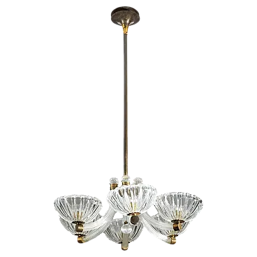 Lampada a sospensione a sei braccia di Barovier & Toso, anni '50