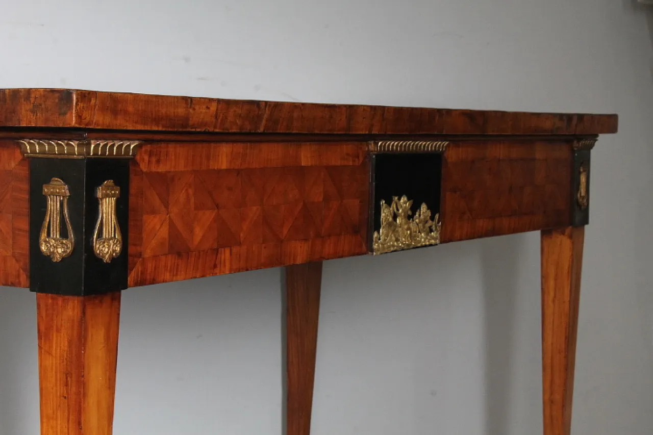 Empire console in cherry wood with inlays, 19th century 1