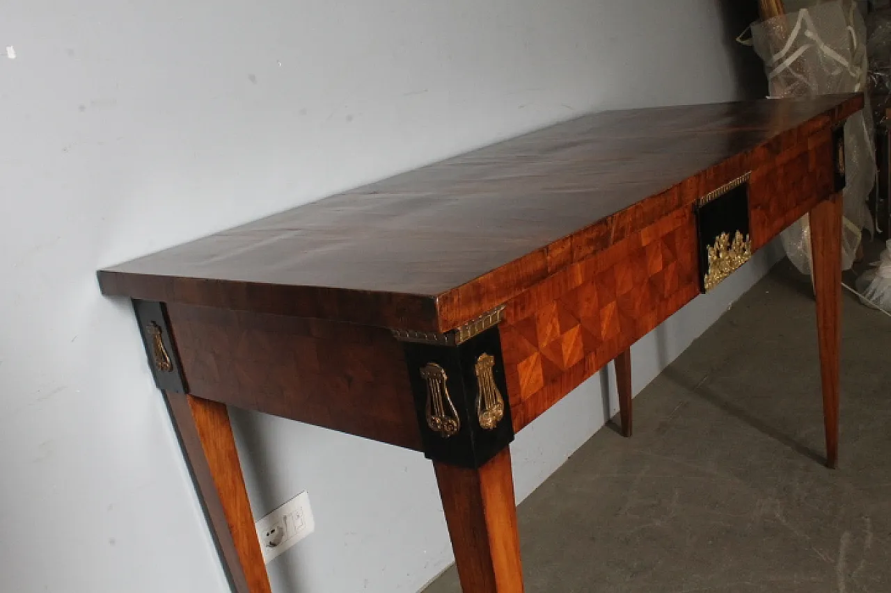 Empire console in cherry wood with inlays, 19th century 5