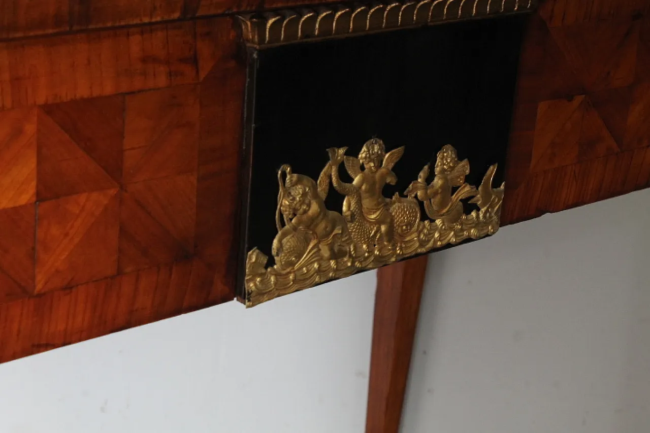 Empire console in cherry wood with inlays, 19th century 12