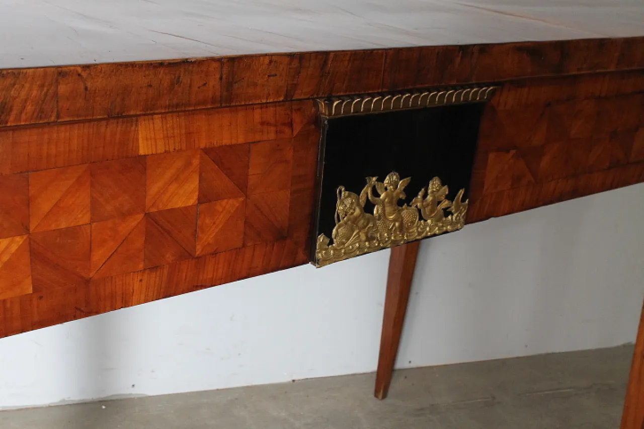 Empire console in cherry wood with inlays, 19th century 13
