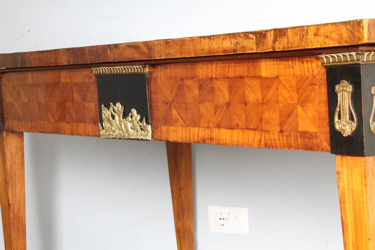 Empire console in cherry wood with inlays, 19th century 14
