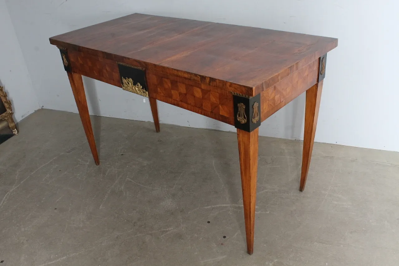 Empire console in cherry wood with inlays, 19th century 15