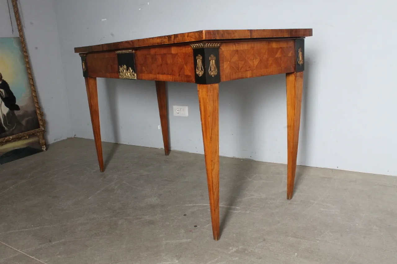 Empire console in cherry wood with inlays, 19th century 16