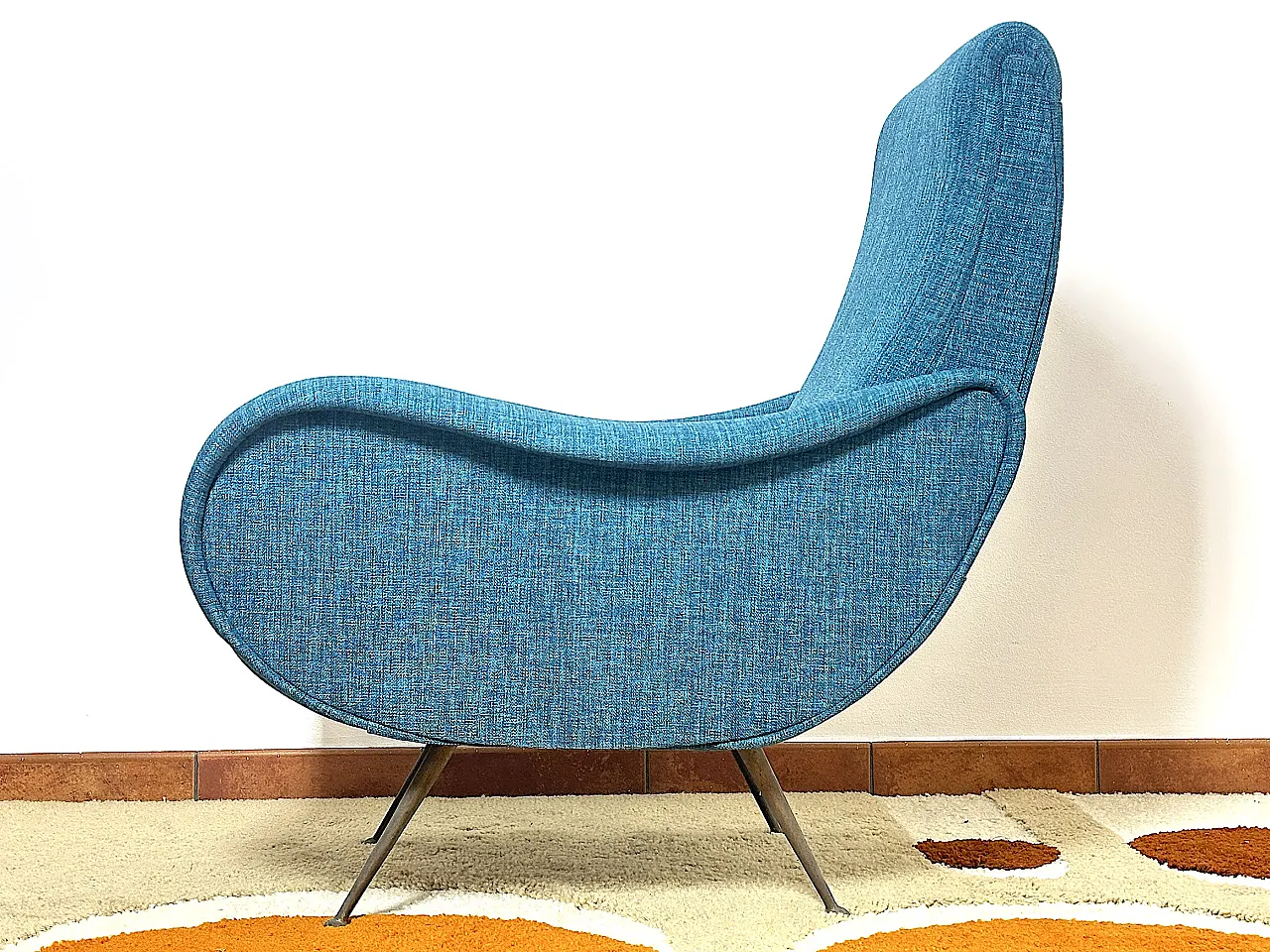 Lady armchair Marco Zanuso style sky blue, 1950s 9