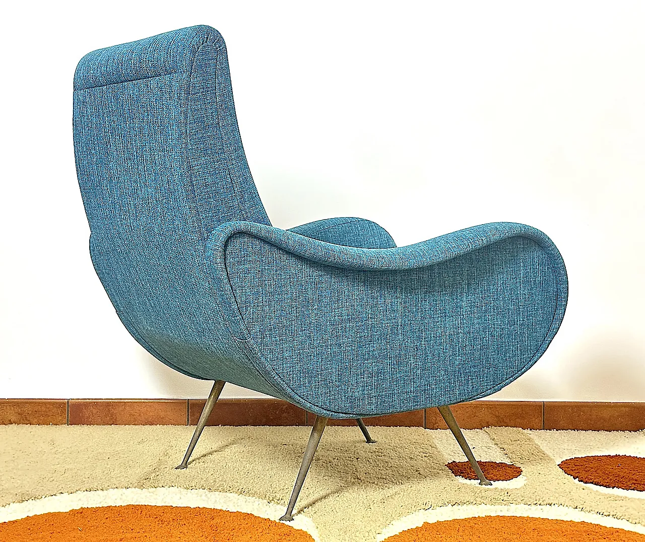 Lady armchair Marco Zanuso style sky blue, 1950s 10