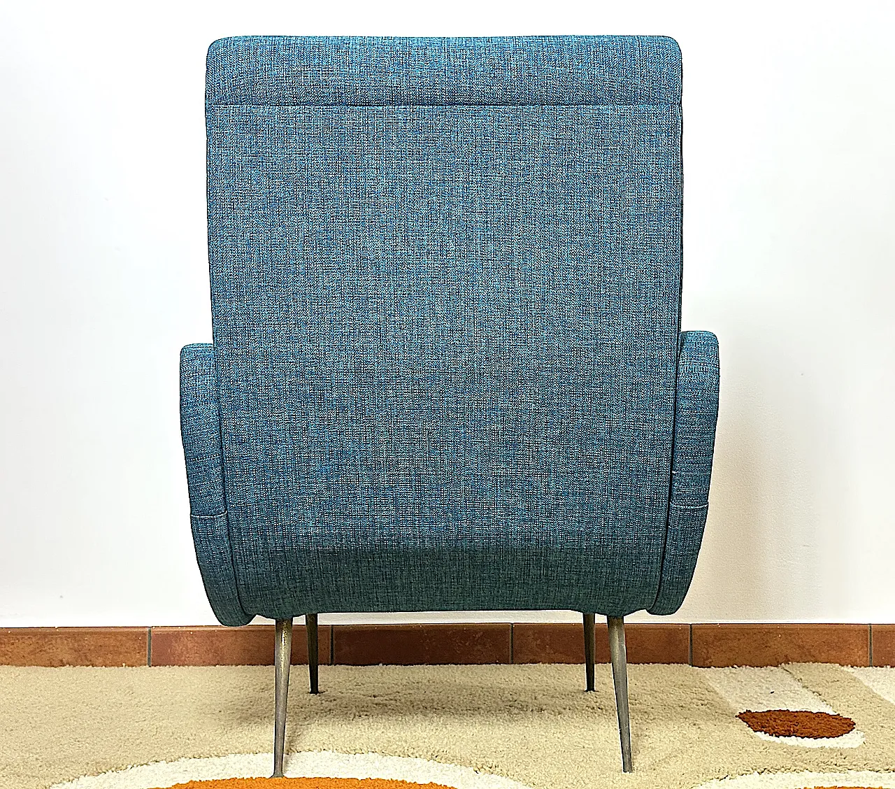 Lady armchair Marco Zanuso style sky blue, 1950s 12