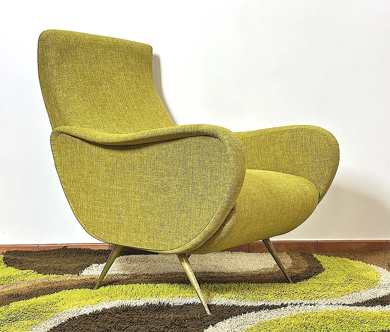 Lady armchair Marco Zanuso style, yellow, 1950s 2
