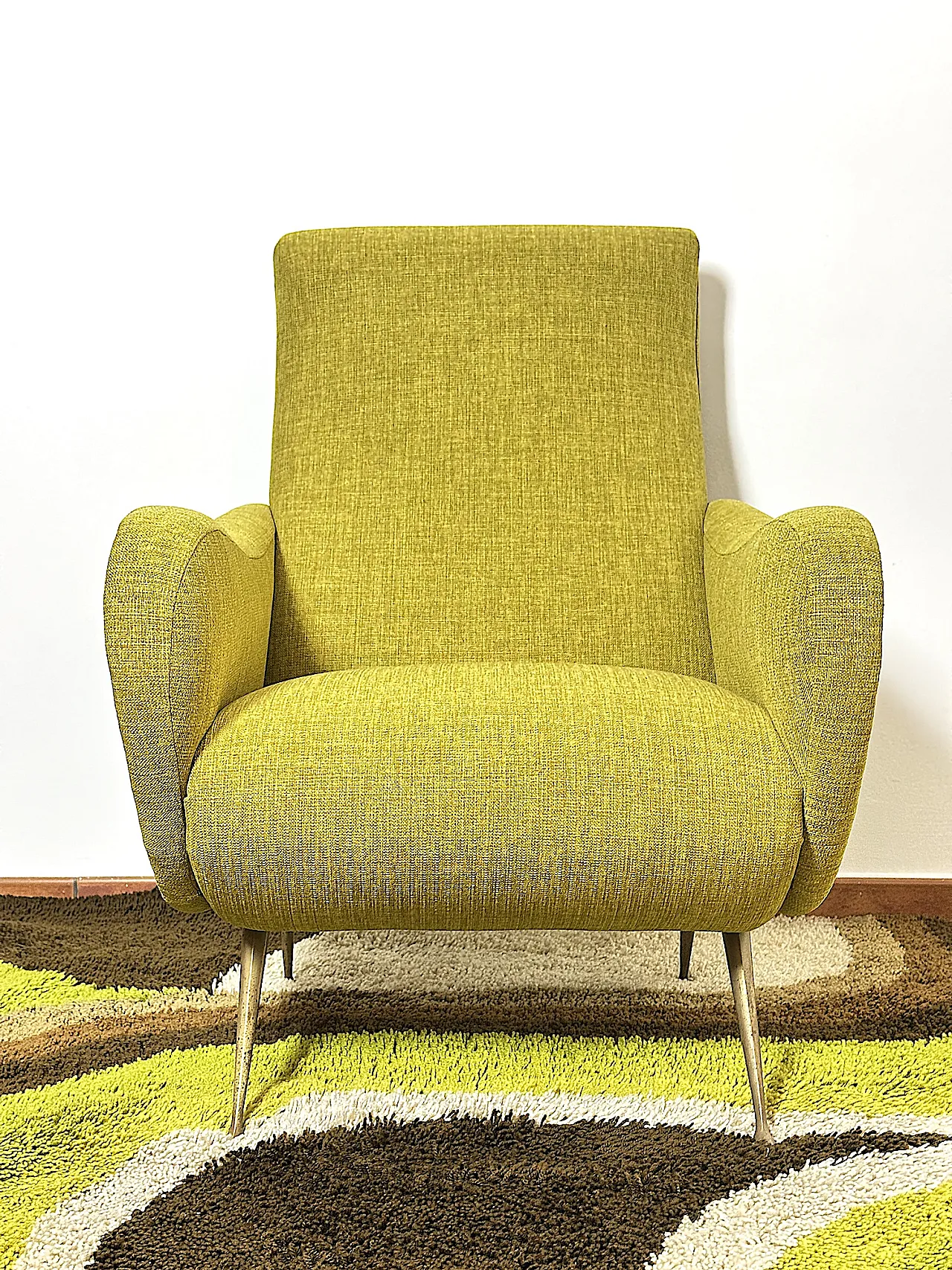 Lady armchair Marco Zanuso style, yellow, 1950s 6