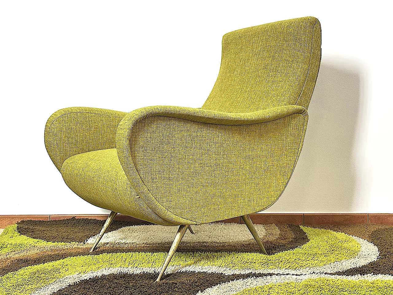Lady armchair Marco Zanuso style, yellow, 1950s 7