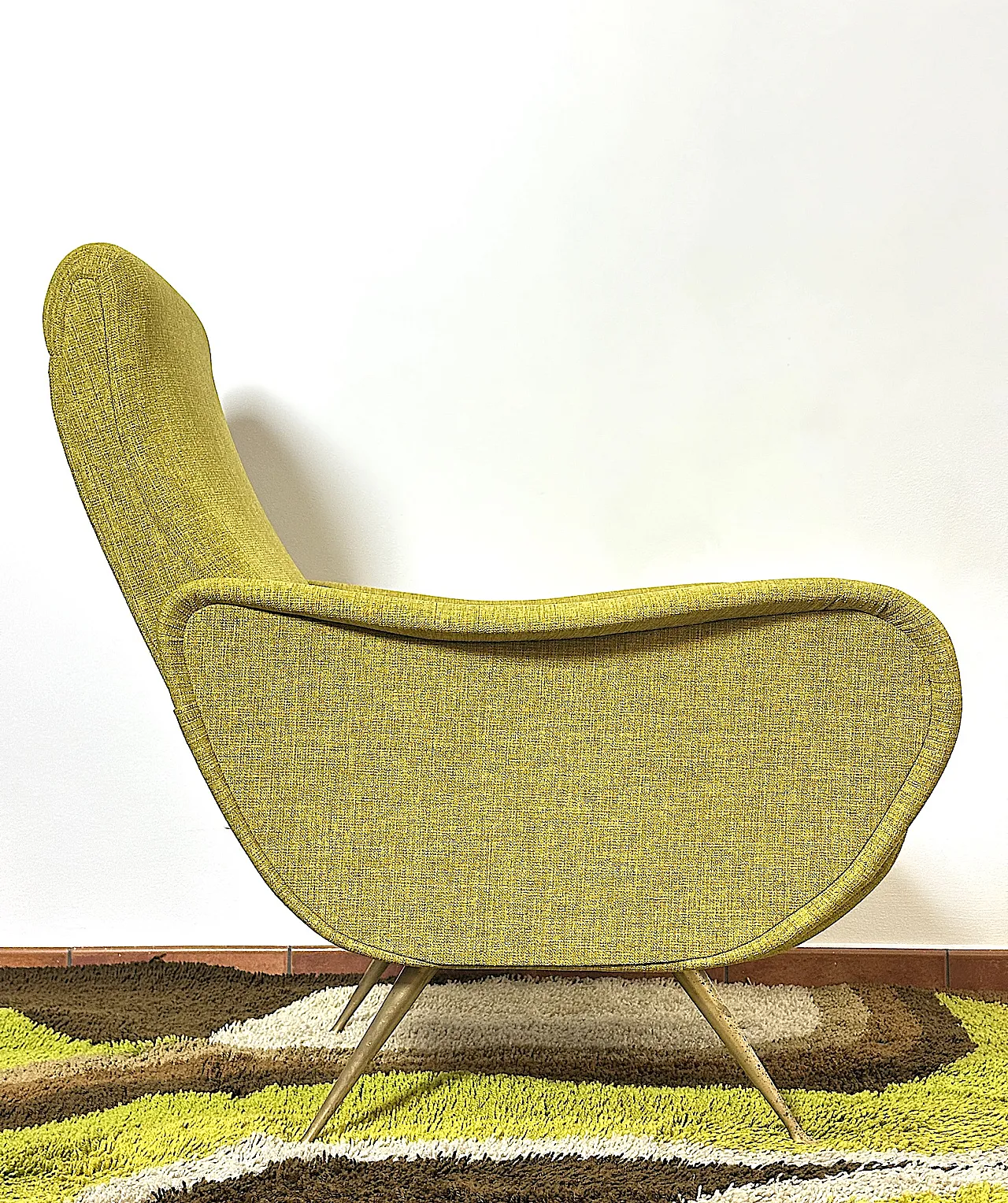 Lady armchair Marco Zanuso style, yellow, 1950s 8