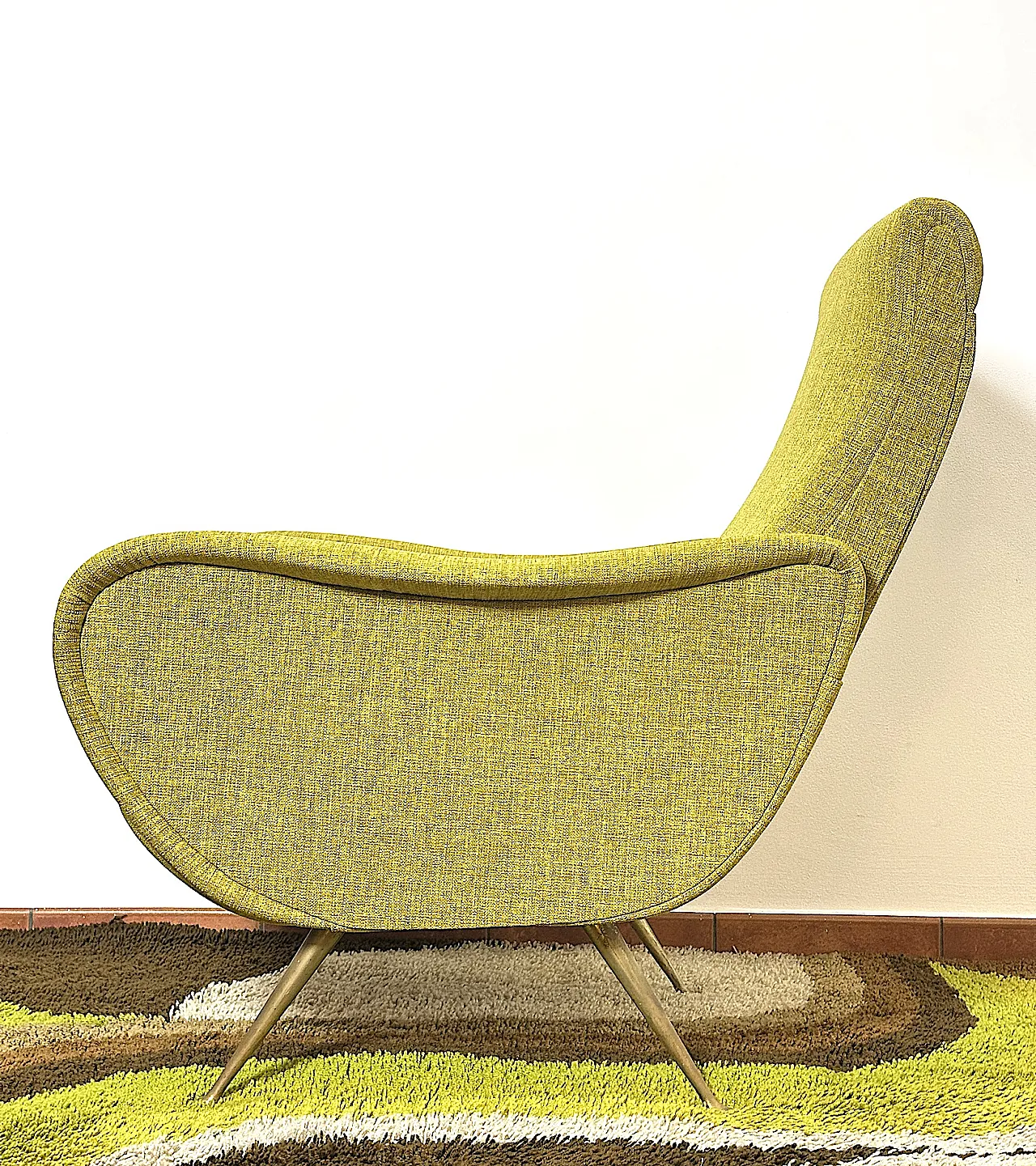 Lady armchair Marco Zanuso style, yellow, 1950s 9