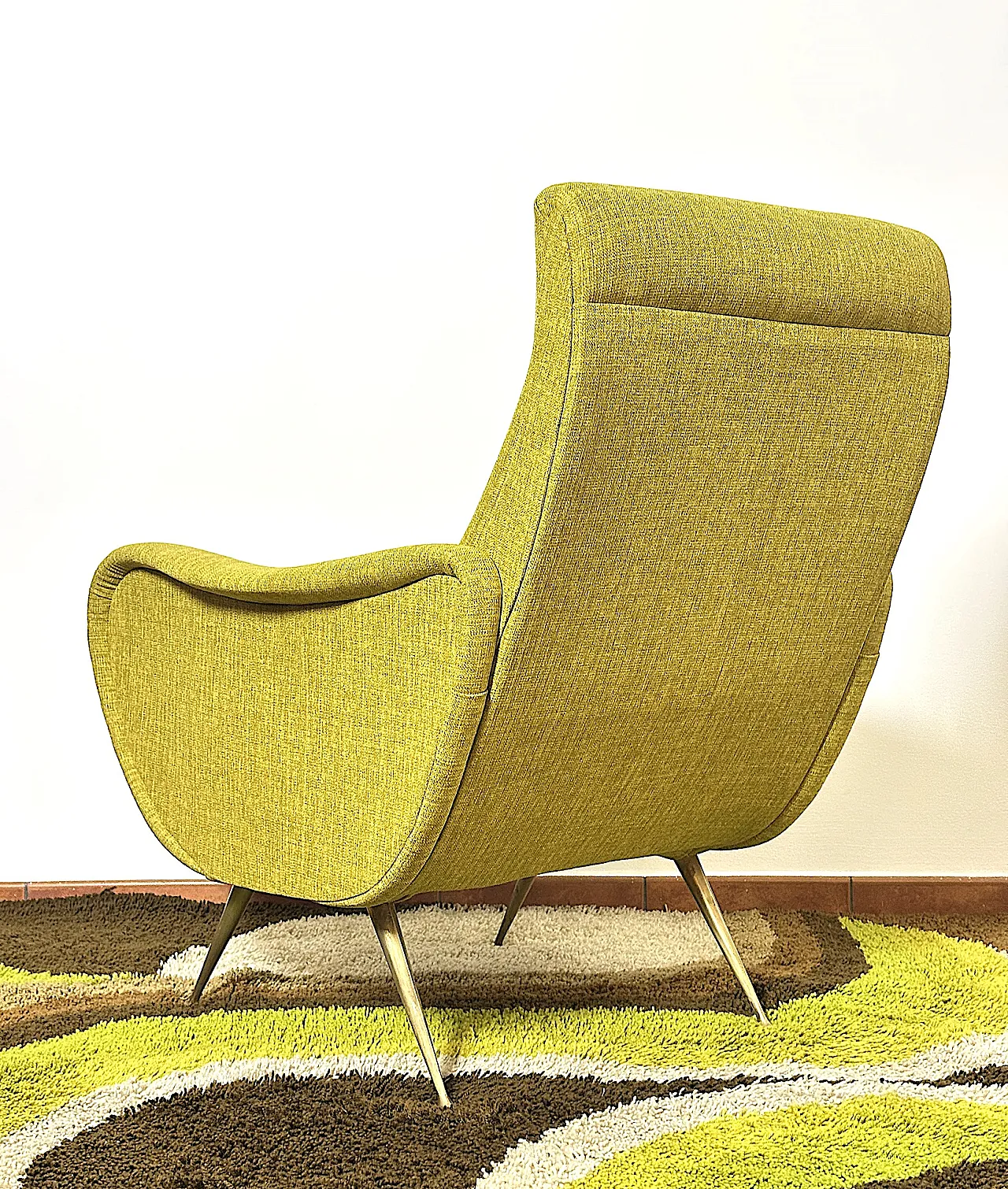 Lady armchair Marco Zanuso style, yellow, 1950s 10