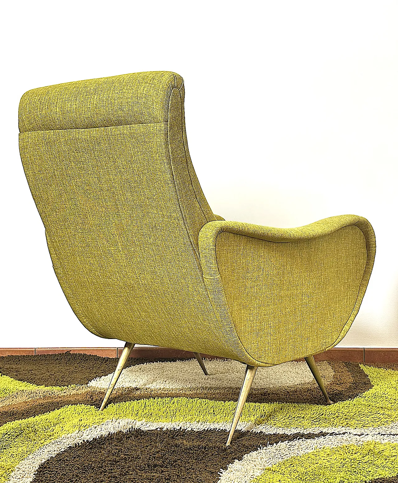 Lady armchair Marco Zanuso style, yellow, 1950s 13