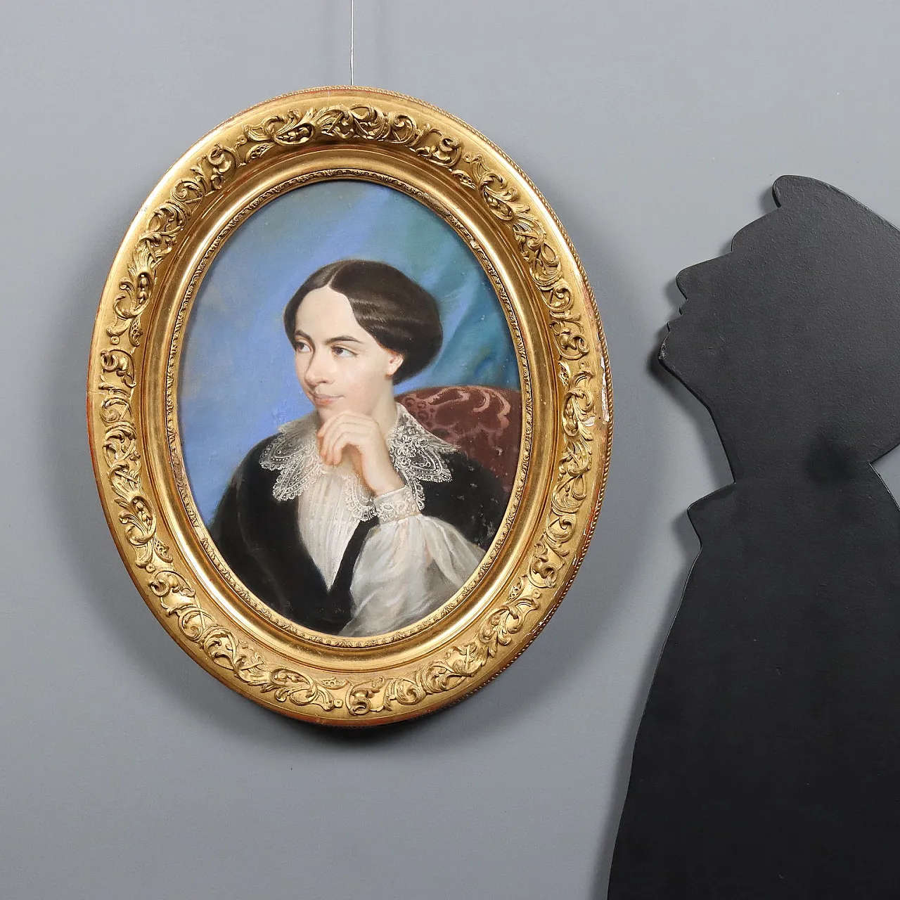 Half-length figure of a woman, pastels on cardboard, 19th century 2