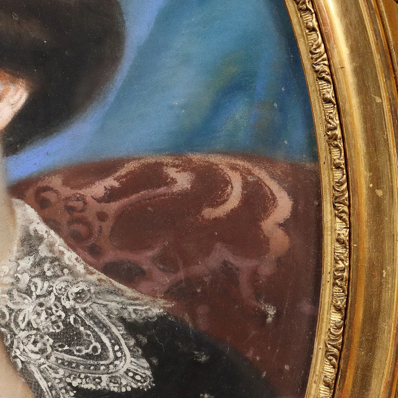 Half-length figure of a woman, pastels on cardboard, 19th century 6