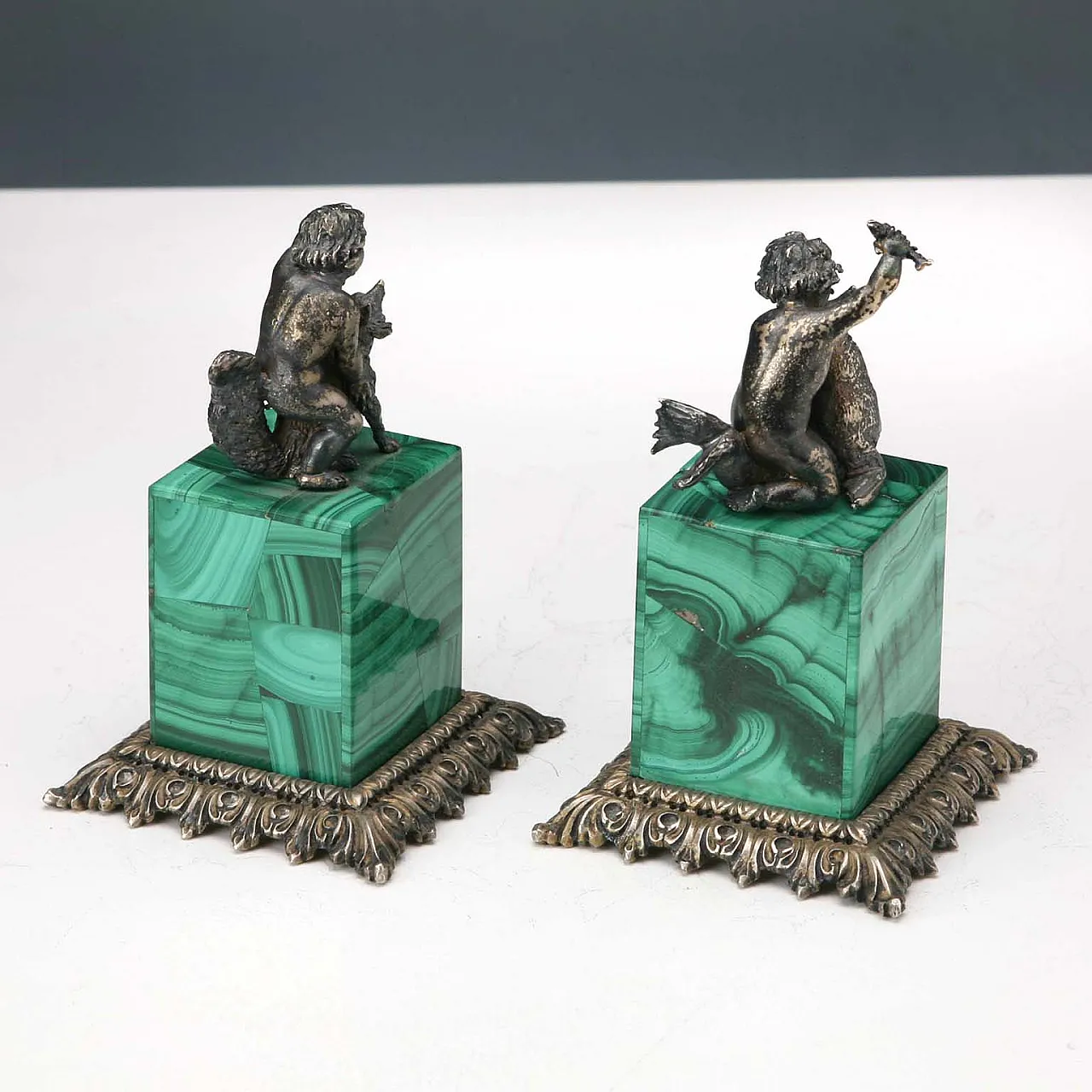 4 Sculture in argento scene giocose di bambini con animali, '900 6