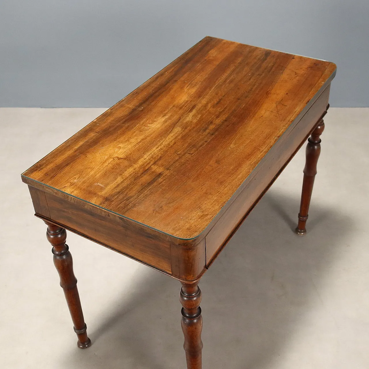 Walnut console with protective glass top, mid-19th century 6