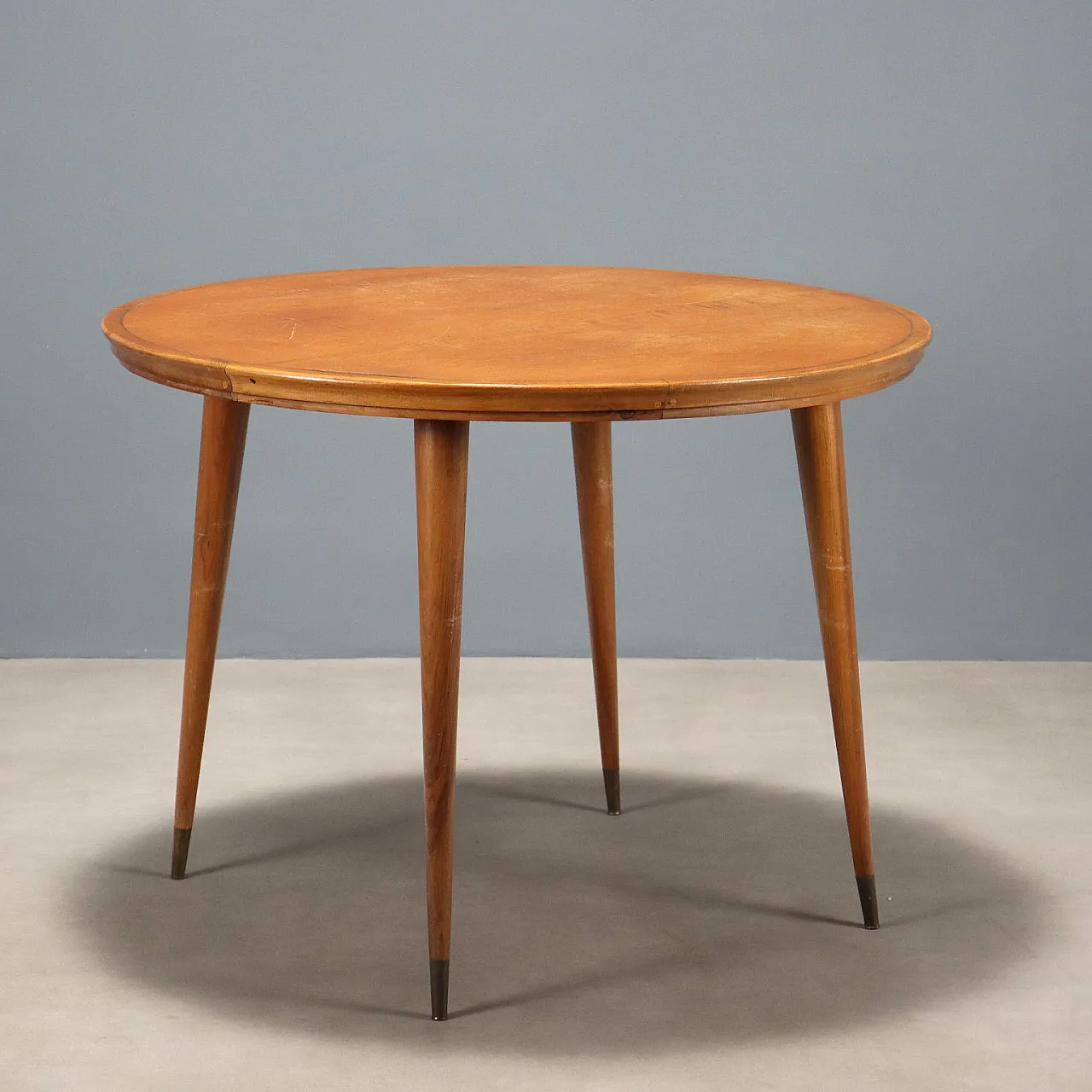 Wooden and brass table, 20th century 1