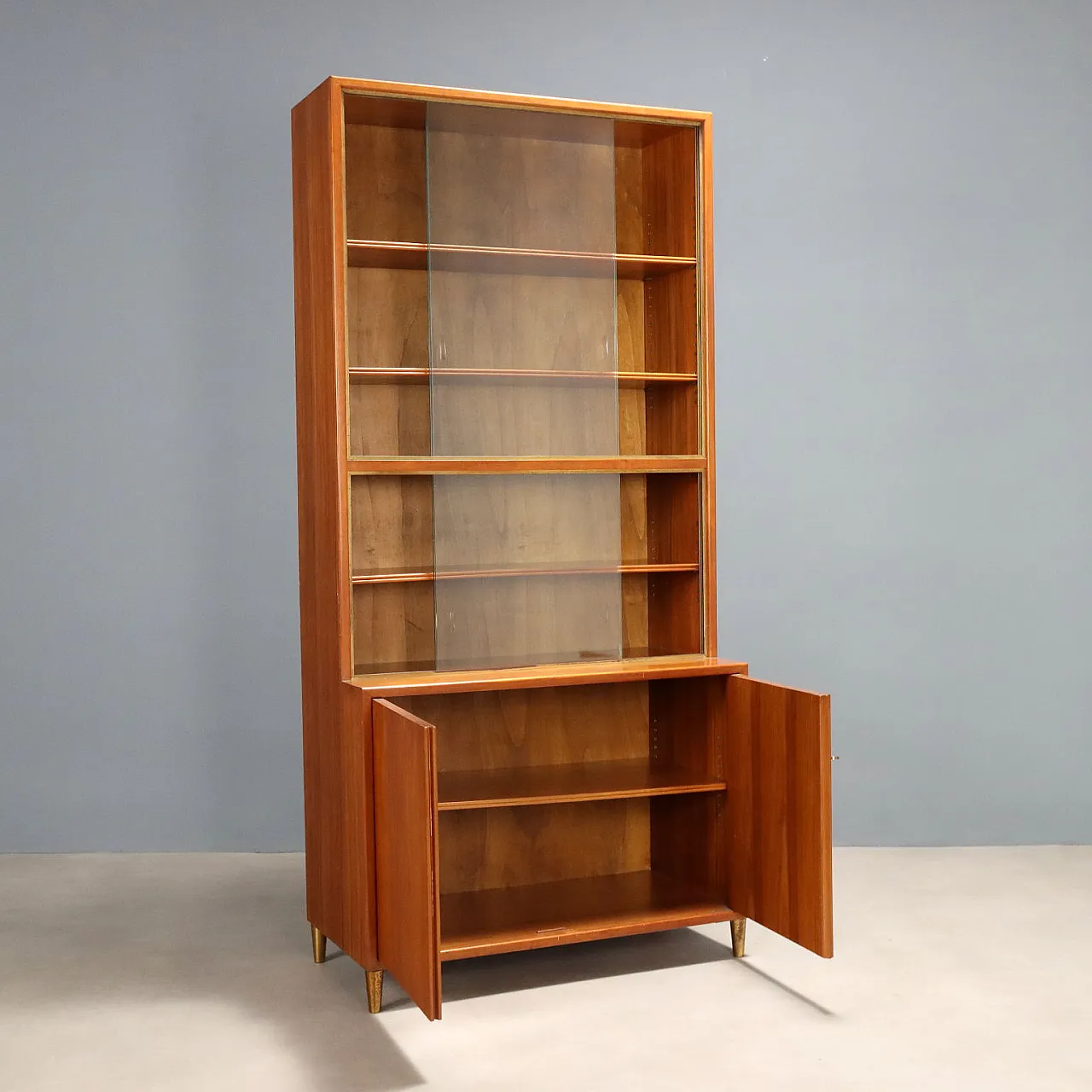 Larch veneer cabinet with brass details, 20th century 3