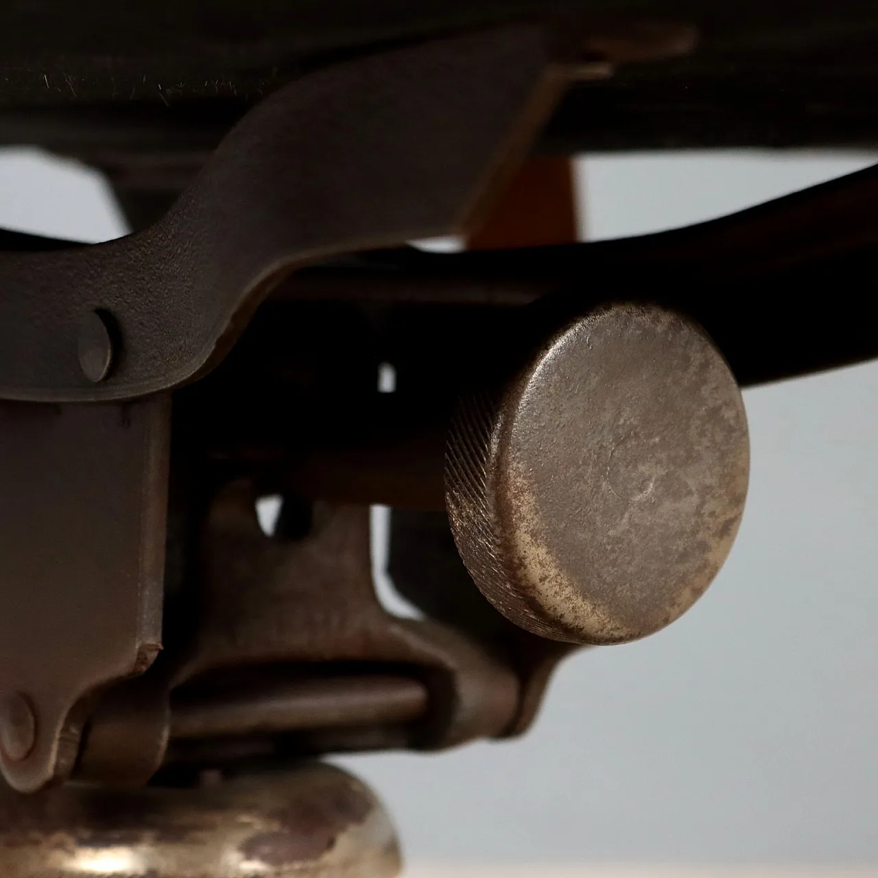 Black wood and faux leather swivel chair, 20th century 10