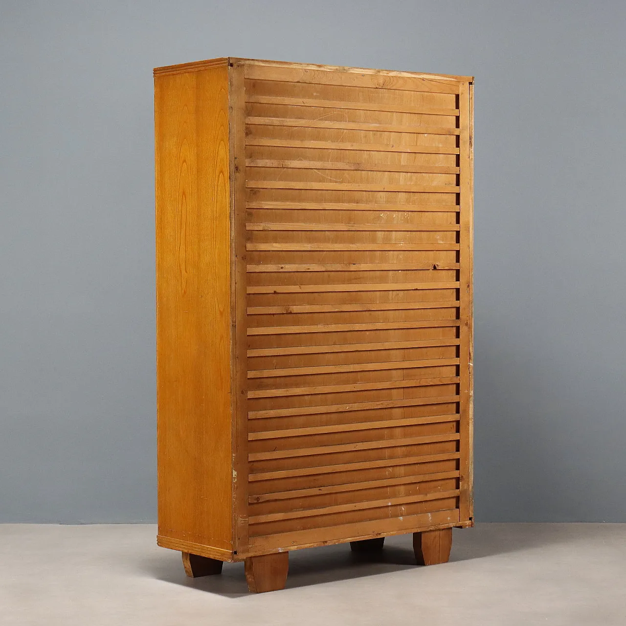 Storage unit with 2 folding doors, oak veneer, 20th century 10