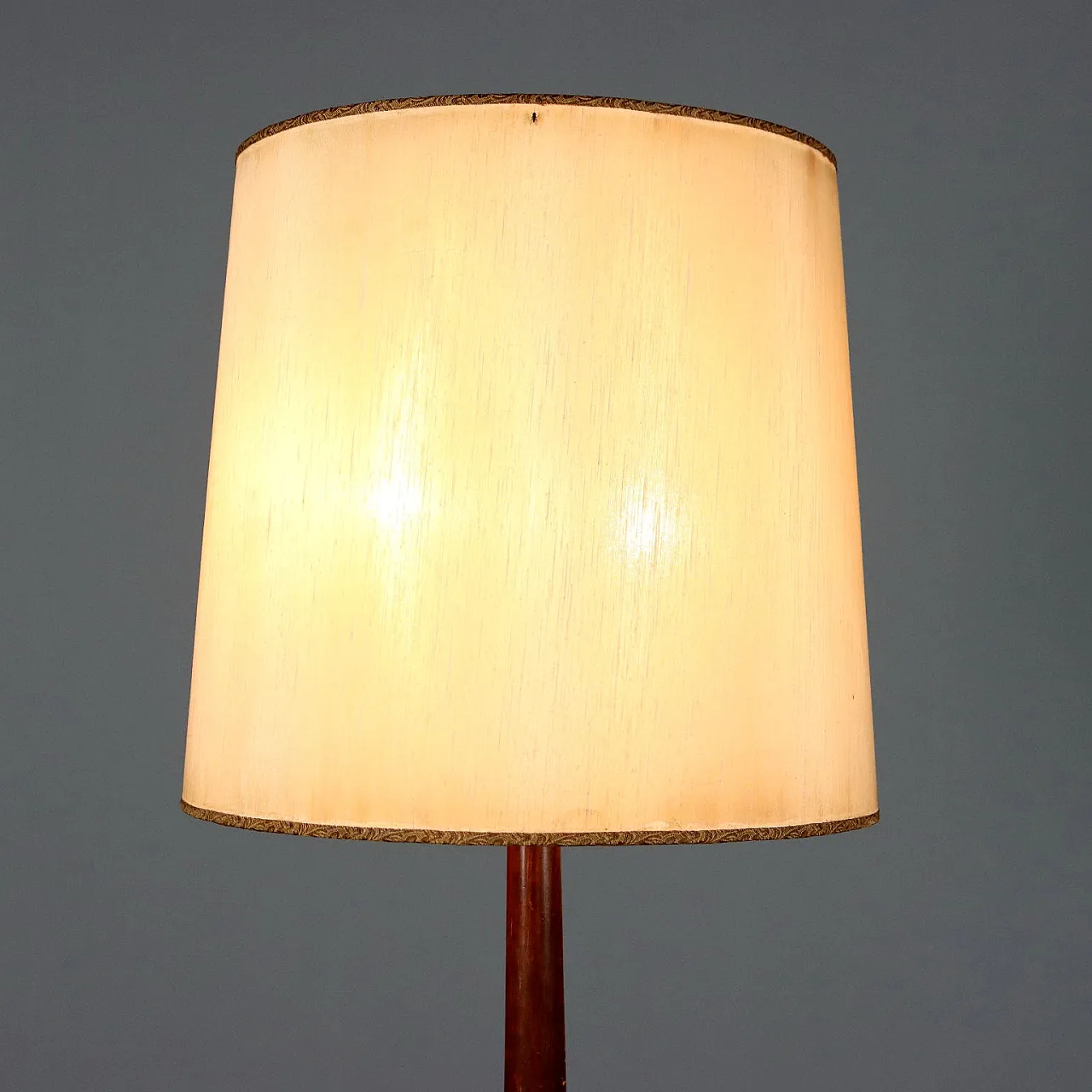 Stained wood lamp, brass, fabric/paper, 20th century 3