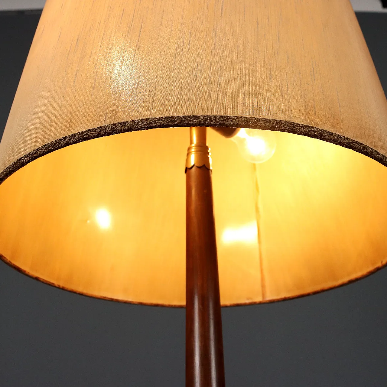 Stained wood lamp, brass, fabric/paper, 20th century 5