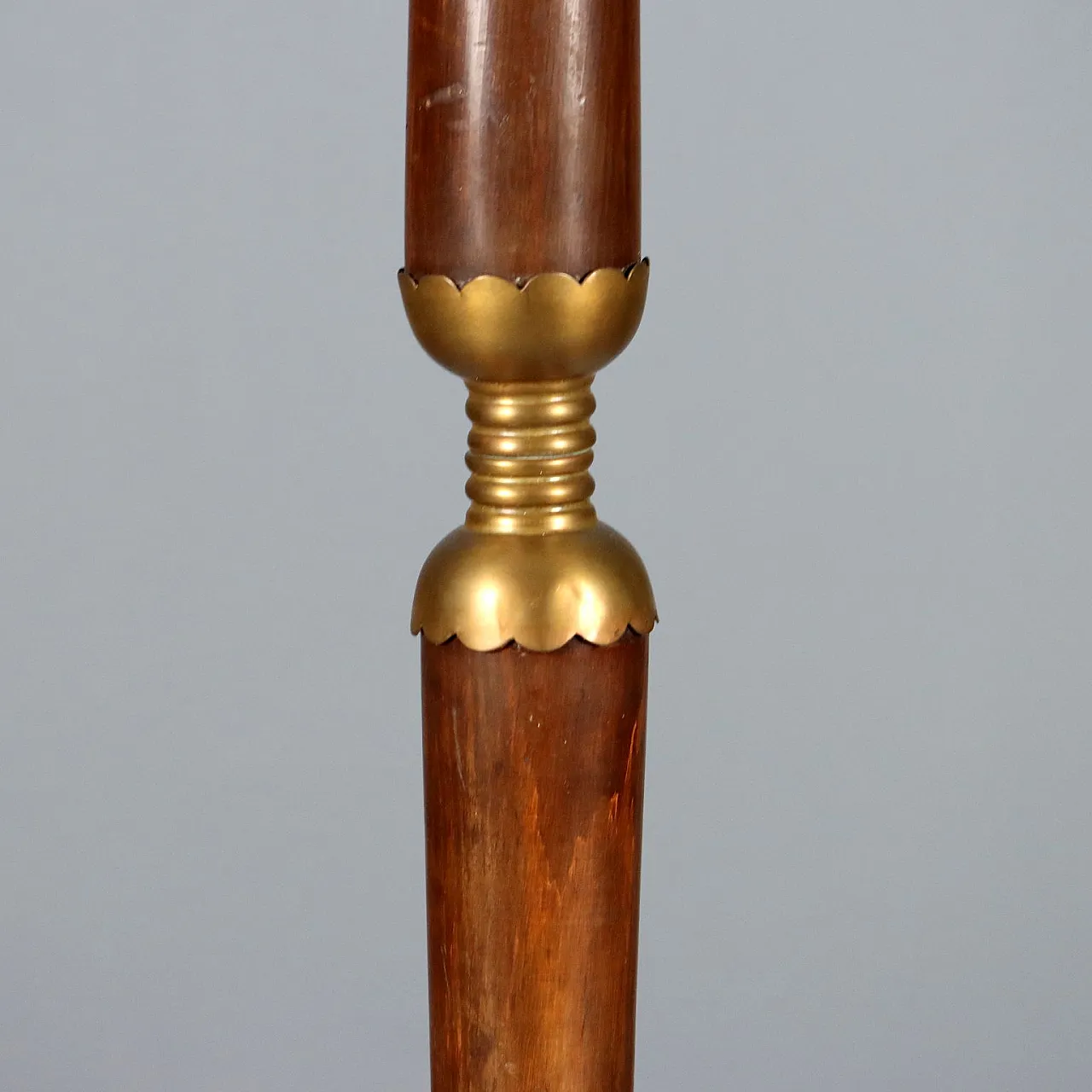 Stained wood lamp, brass, fabric/paper, 20th century 8