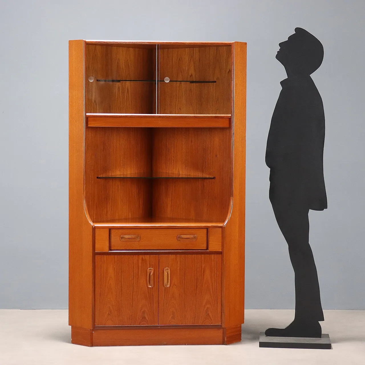 Corner unit in teak with open compartments, 20th century 3