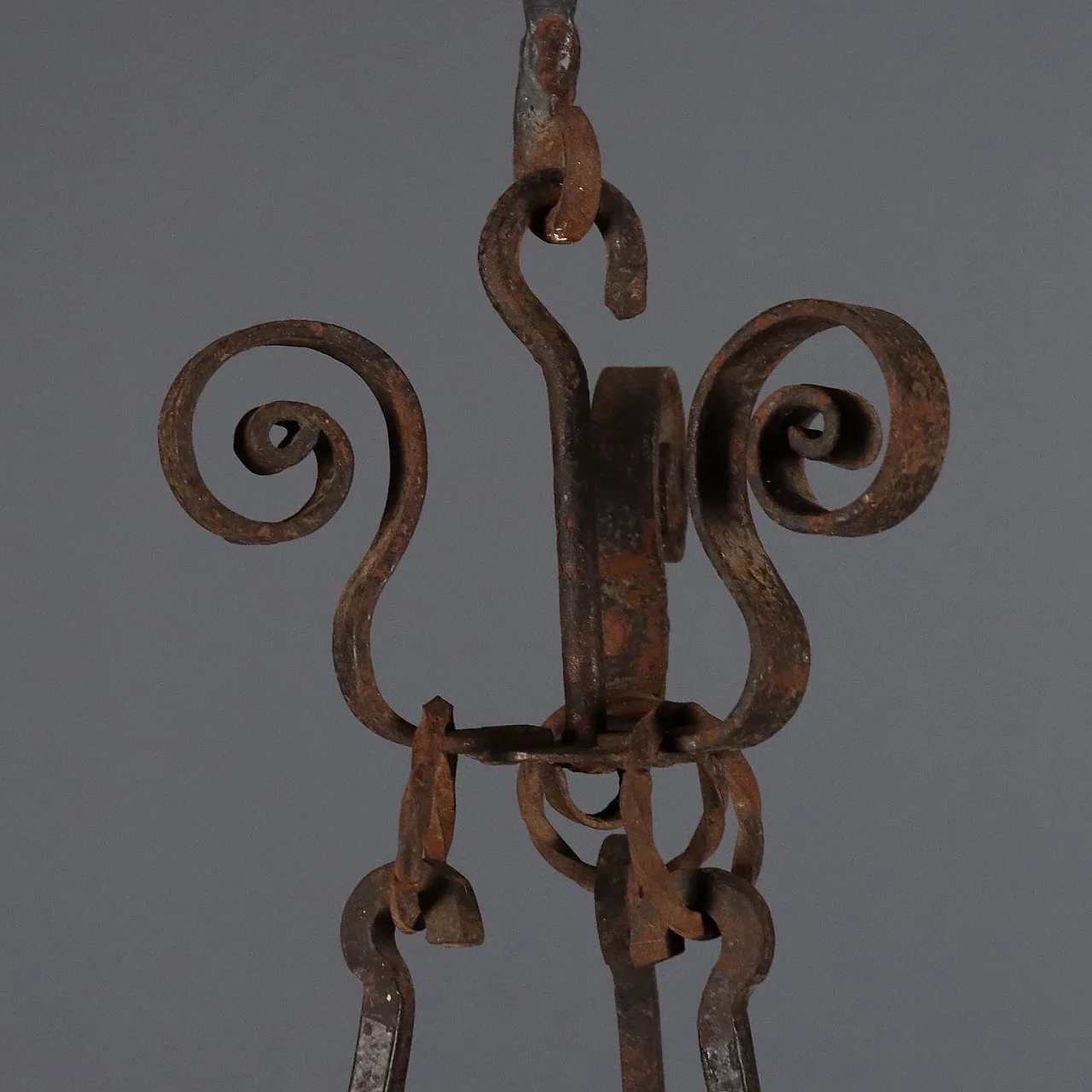 Seven-light wrought iron chandelier, 19th century 7