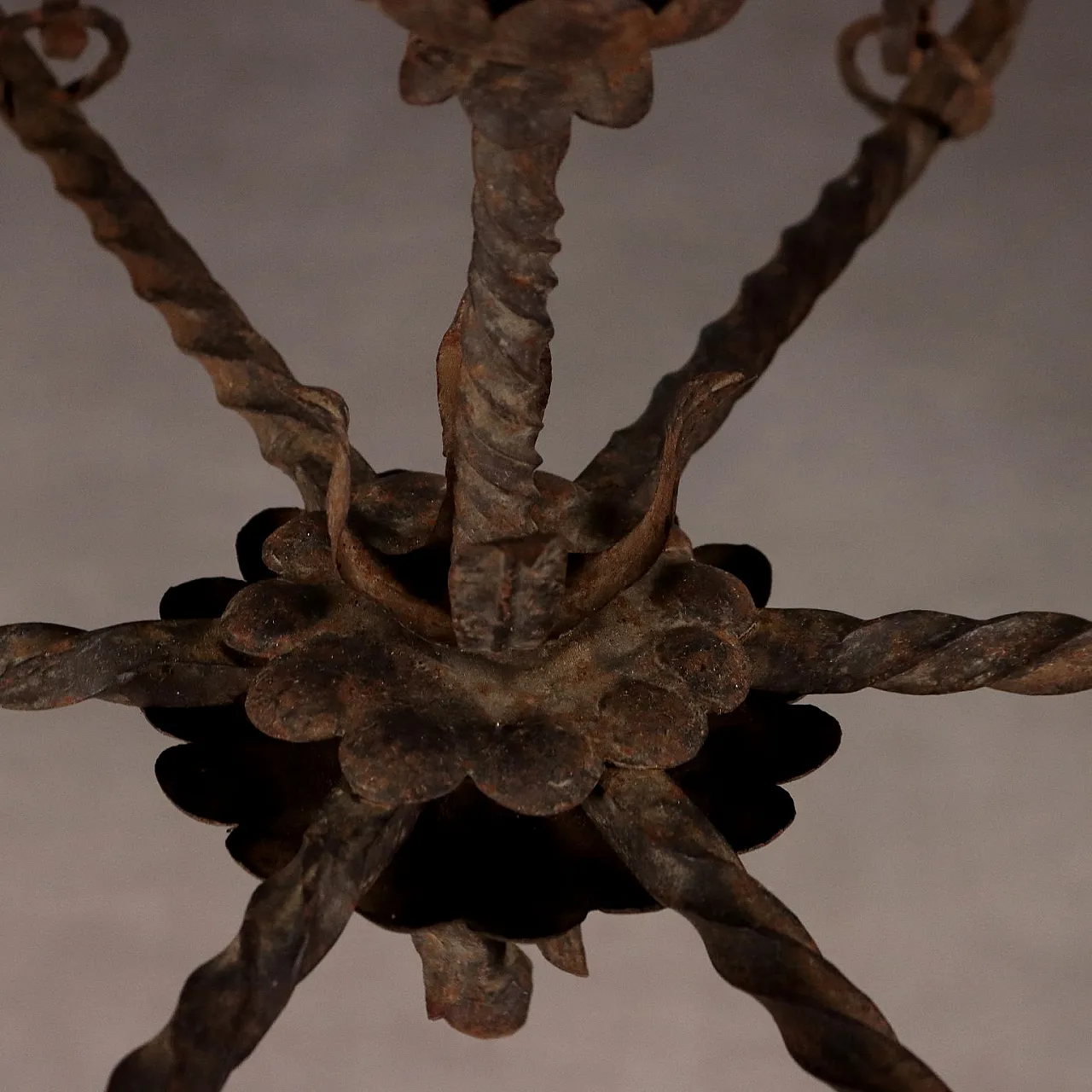 Seven-light wrought iron chandelier, 19th century 8