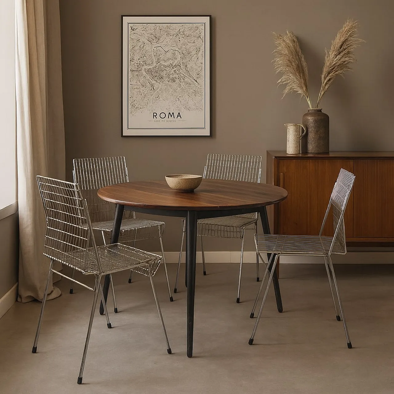 4 Chrome Metal Dining Chairs, mid-20th century 2