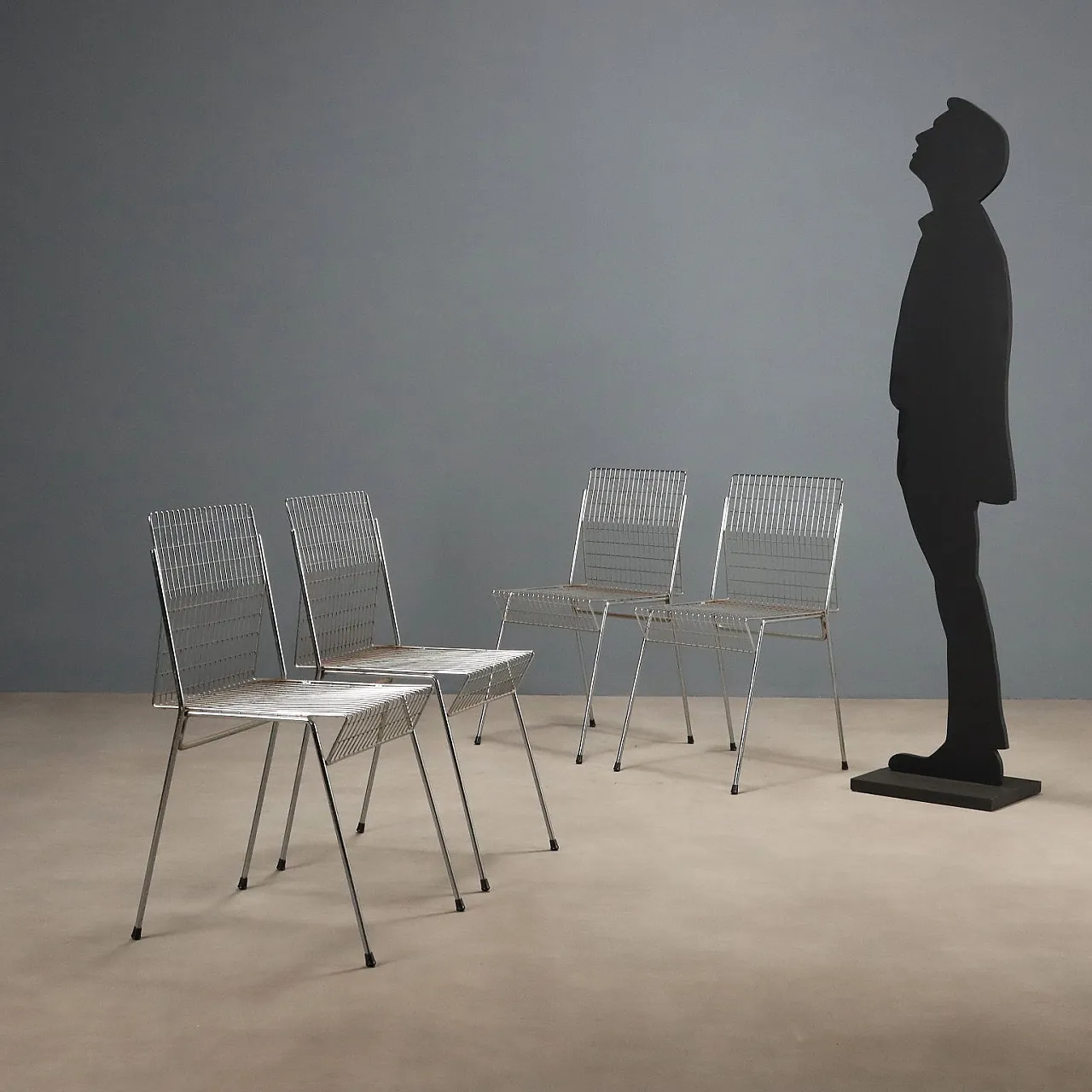 4 Chrome Metal Dining Chairs, mid-20th century 3