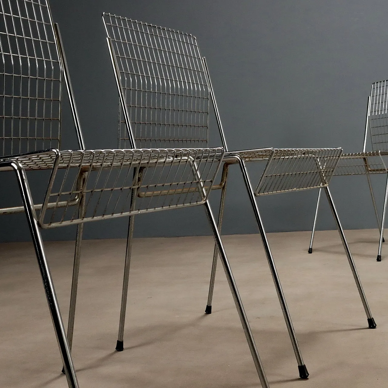 4 Chrome Metal Dining Chairs, mid-20th century 6