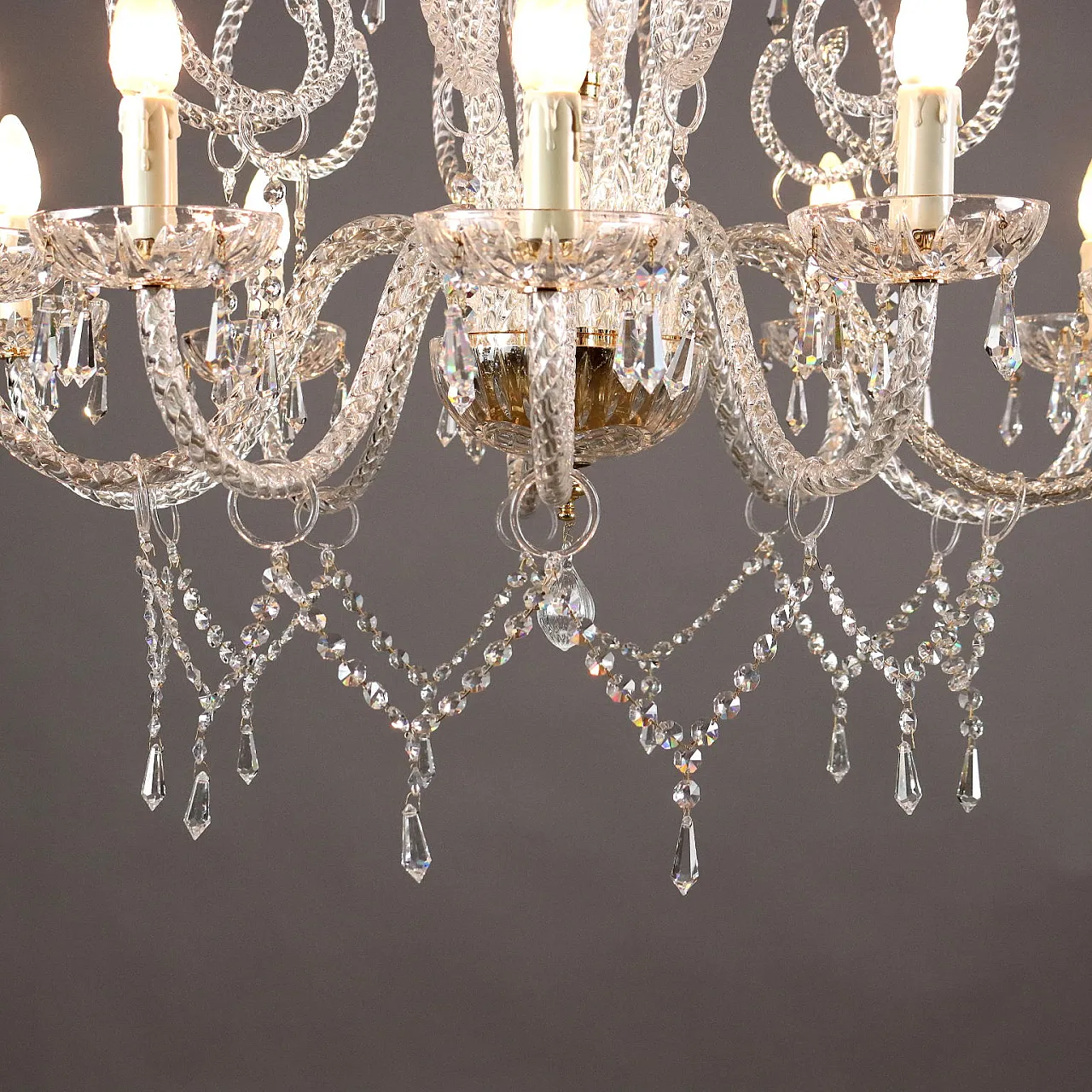 Lampadario in vetro soffiato, '900 7