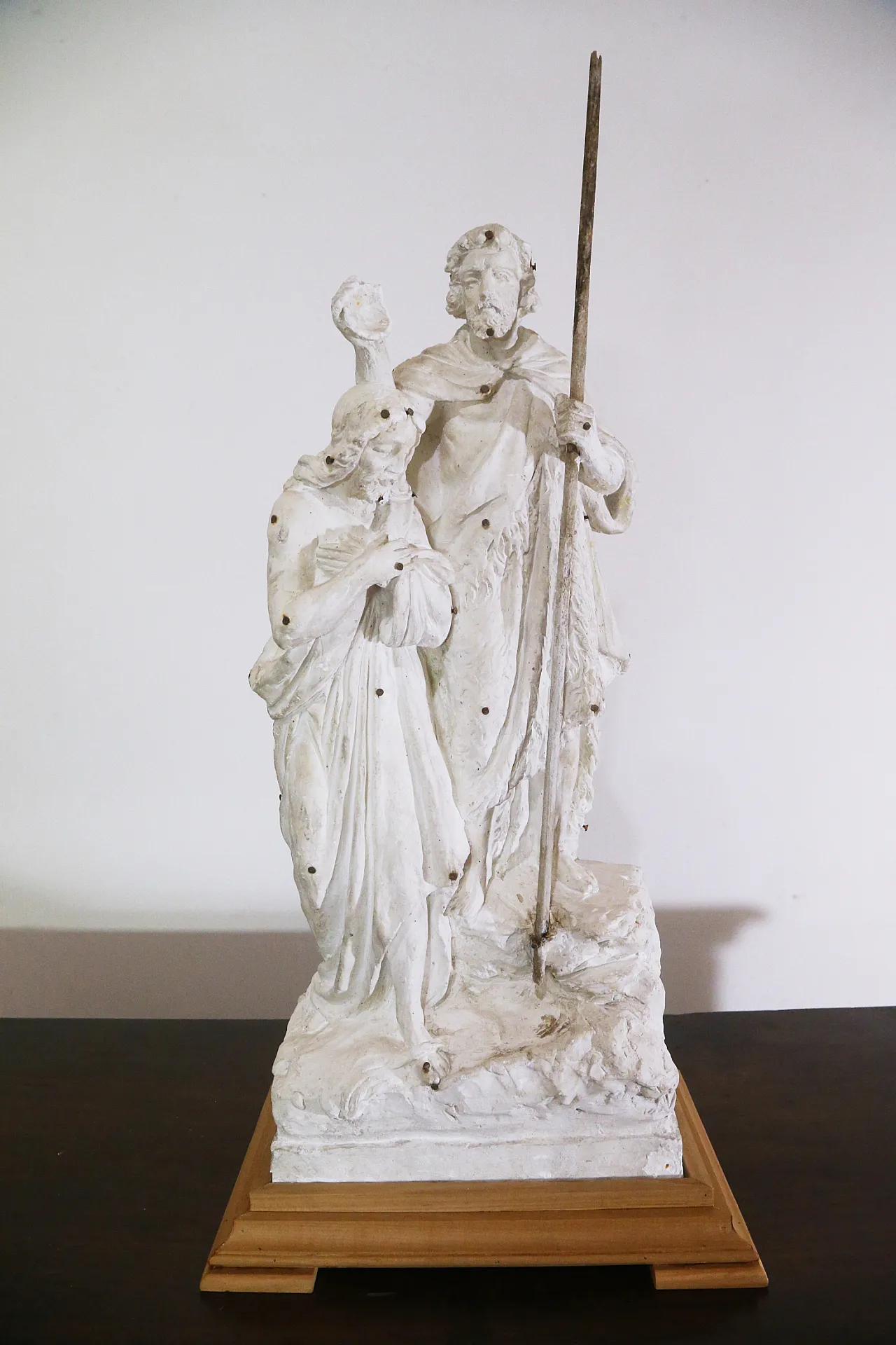 Preparatory plaster sculpture baptism Jesus John the Baptist, 20s 4