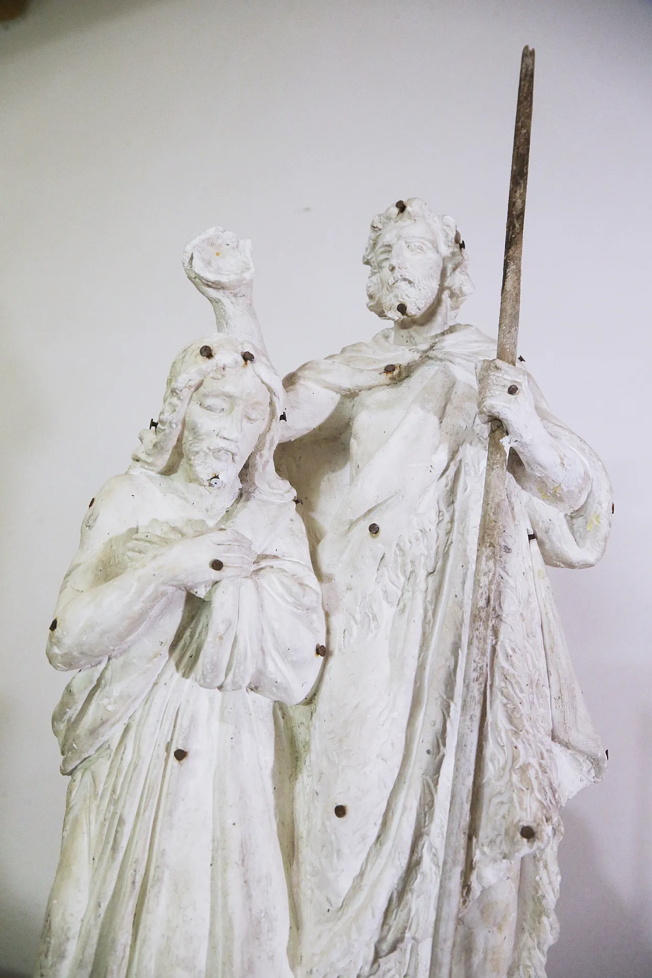 Preparatory plaster sculpture baptism Jesus John the Baptist, 20s 6