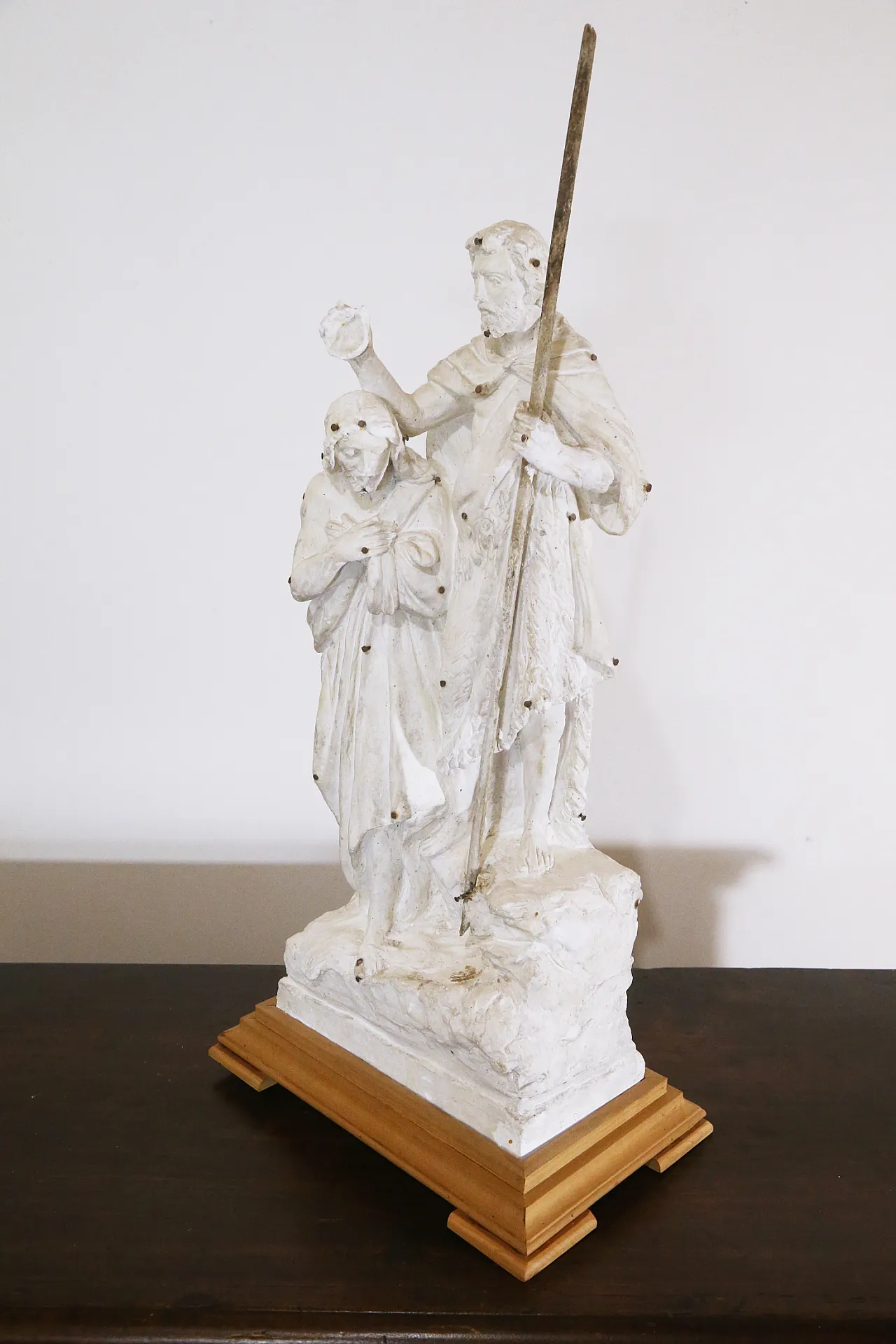 Preparatory plaster sculpture baptism Jesus John the Baptist, 20s 9