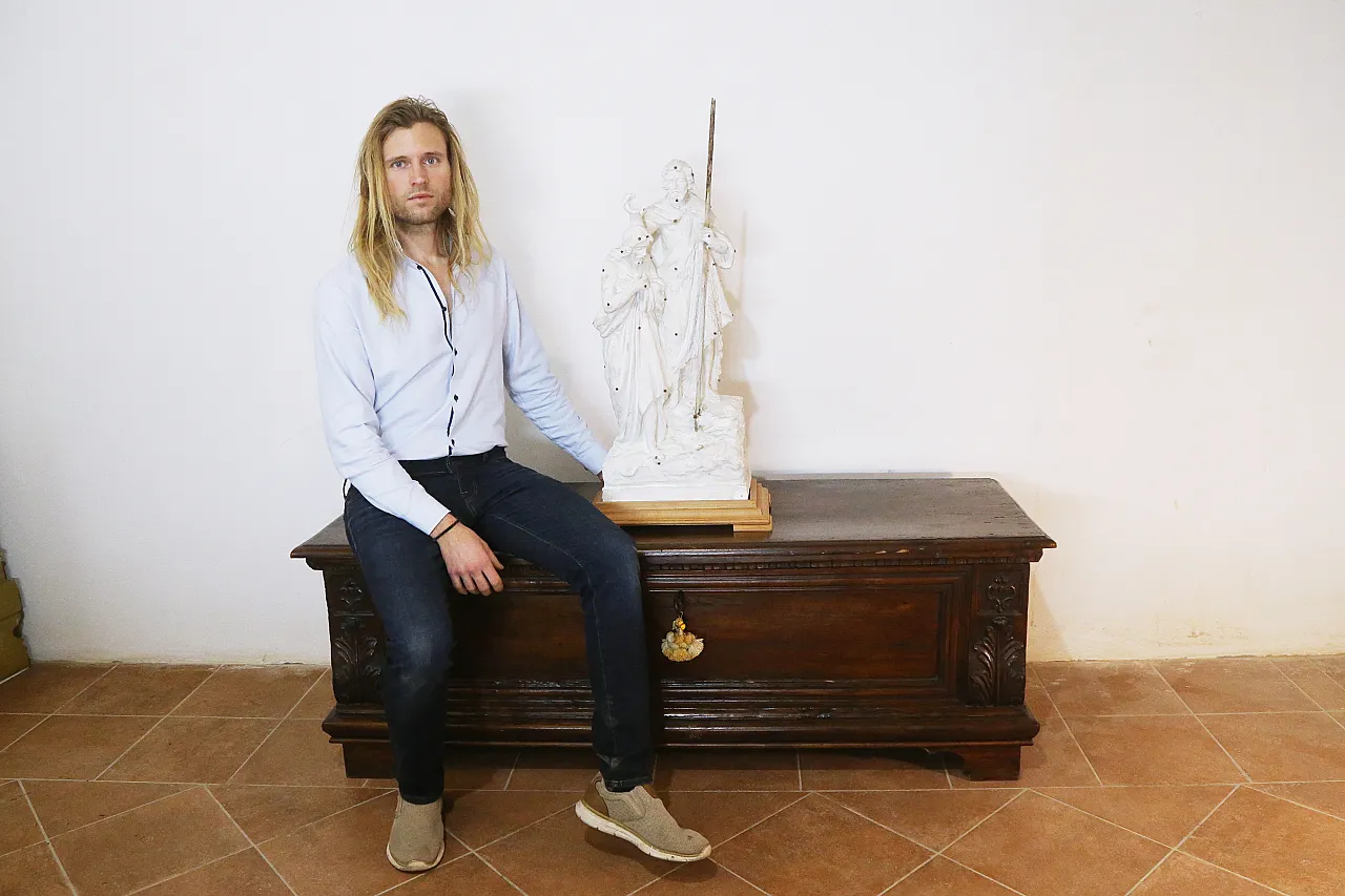 Preparatory plaster sculpture baptism Jesus John the Baptist, 20s 19