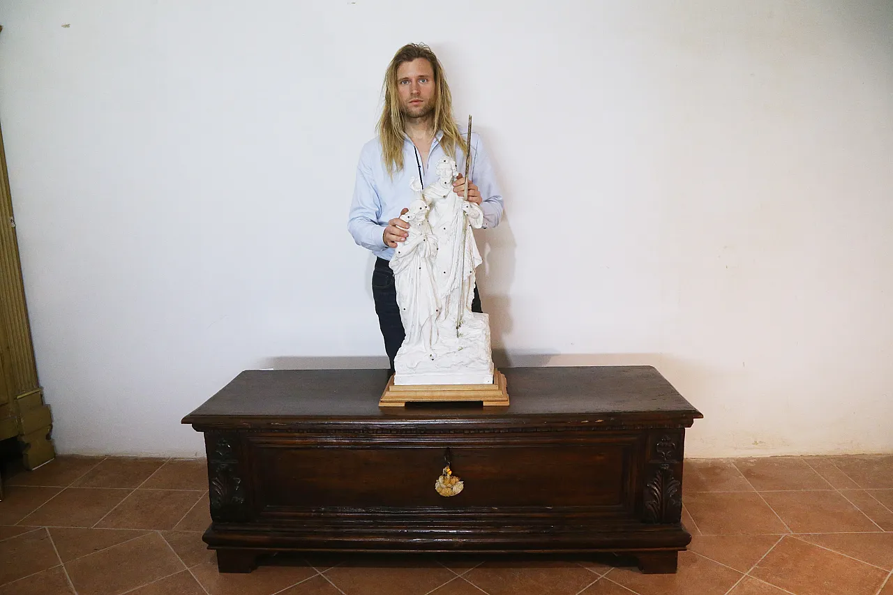 Preparatory plaster sculpture baptism Jesus John the Baptist, 20s 21