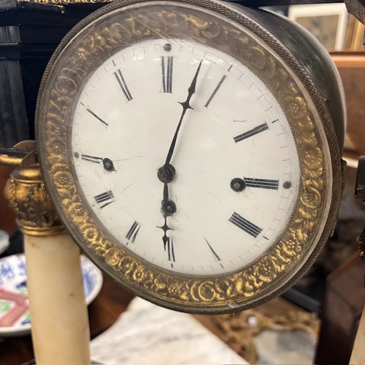 Empire clock in lacquered wood marble columns, early 19th century 7