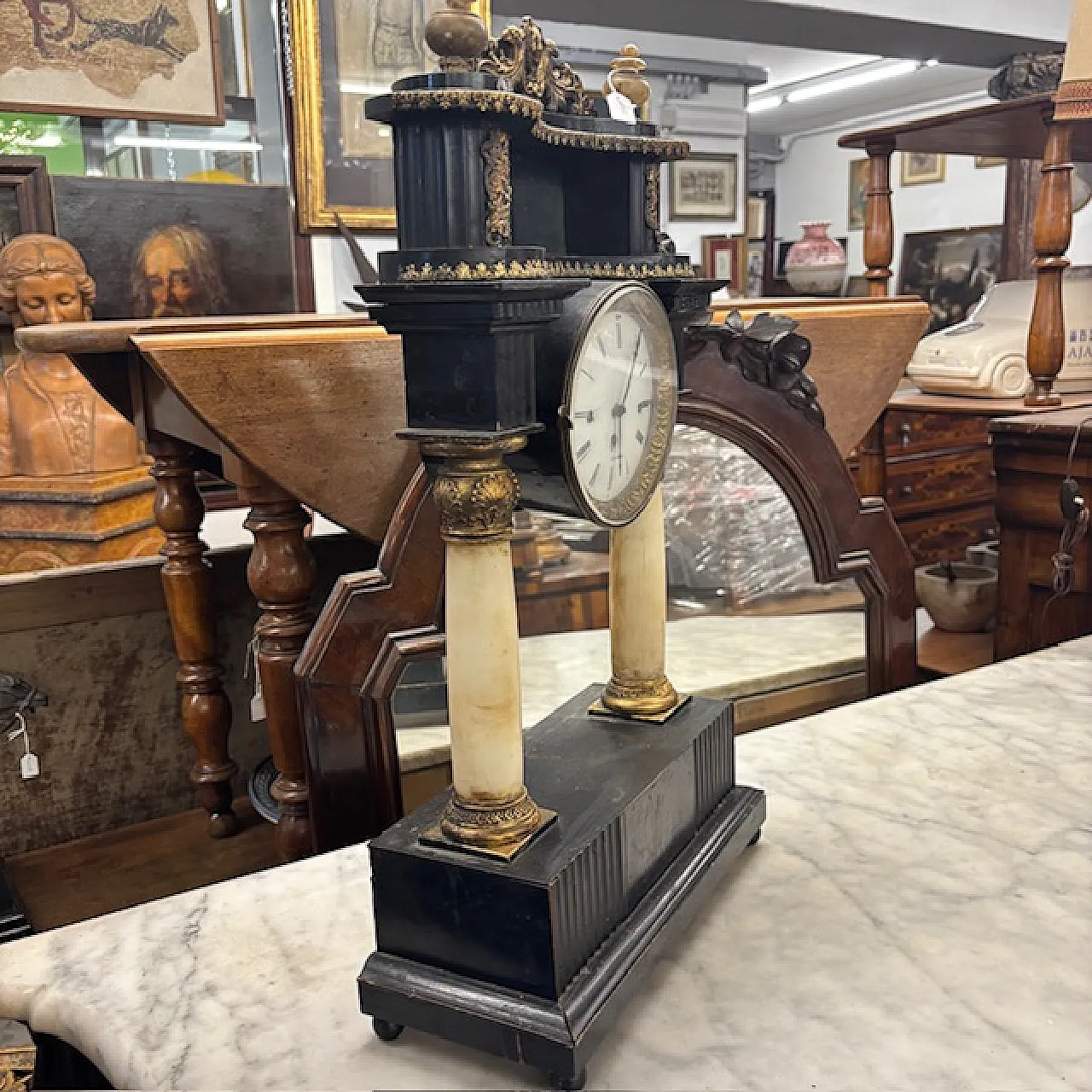 Empire clock in lacquered wood marble columns, early 19th century 10